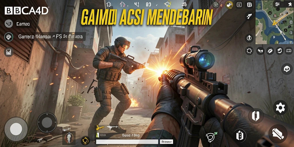 Tampilan gameplay BBCA4D yang mendebarkan dalam aksi tembak-menembak.