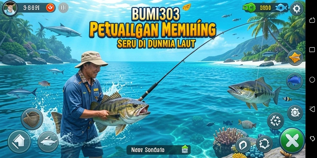 Visual gameplay menangkap momen memancing yang seru.