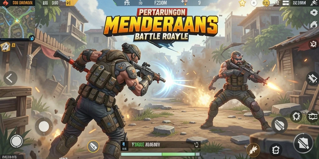Tangkapan layar F200M menampilkan aksi mendebarkan dalam pertarungan battle royale.
