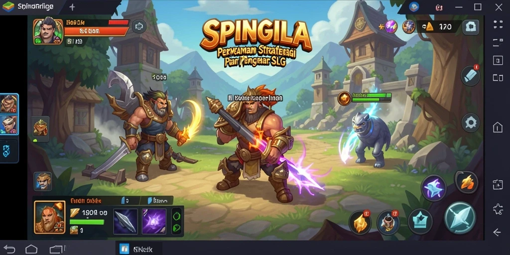 Screenshot gameplay menunjukkan aksi strategi yang mendebarkan di SPINGILA.